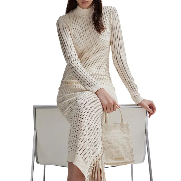 Jonathan Simkhai Eyelet Fringe Knit Midi Dress – Size M (Fits XS/S) – Excellent - Picture 7 of 7